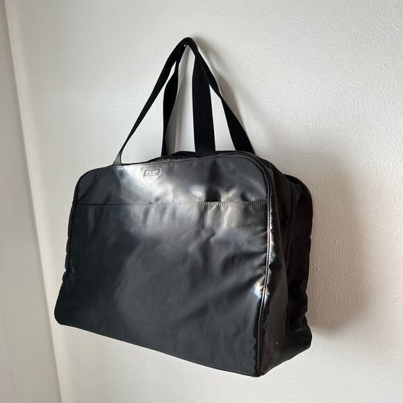 Vintage Kate Spade XL Weekend Nylon Duffle Bag Black Minimalist Tote 90s Chic - Picture 5 of 13